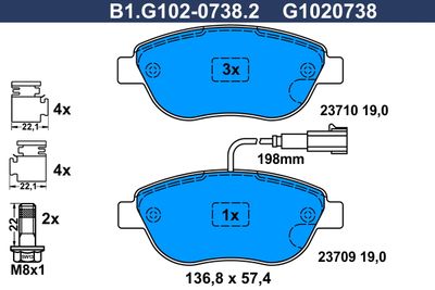 Kit de plaquettes de frein, frein à disque
