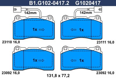 Kit de plaquettes de frein, frein à disque