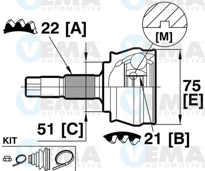 Jeu de joints, arbre de transmission