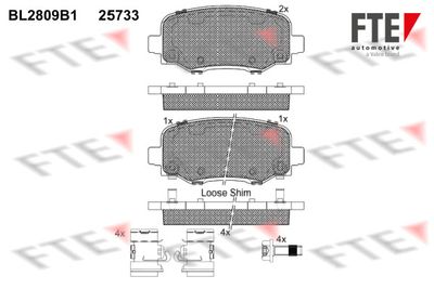 Kit de plaquettes de frein, frein à disque