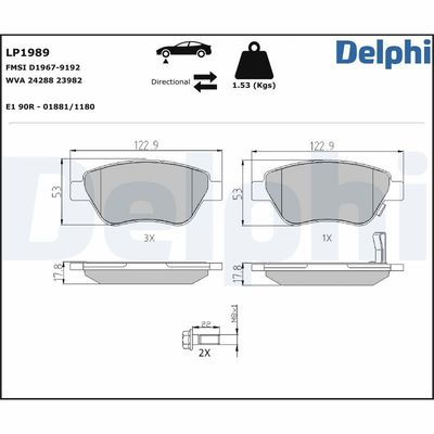 Kit de plaquettes de frein, frein à disque